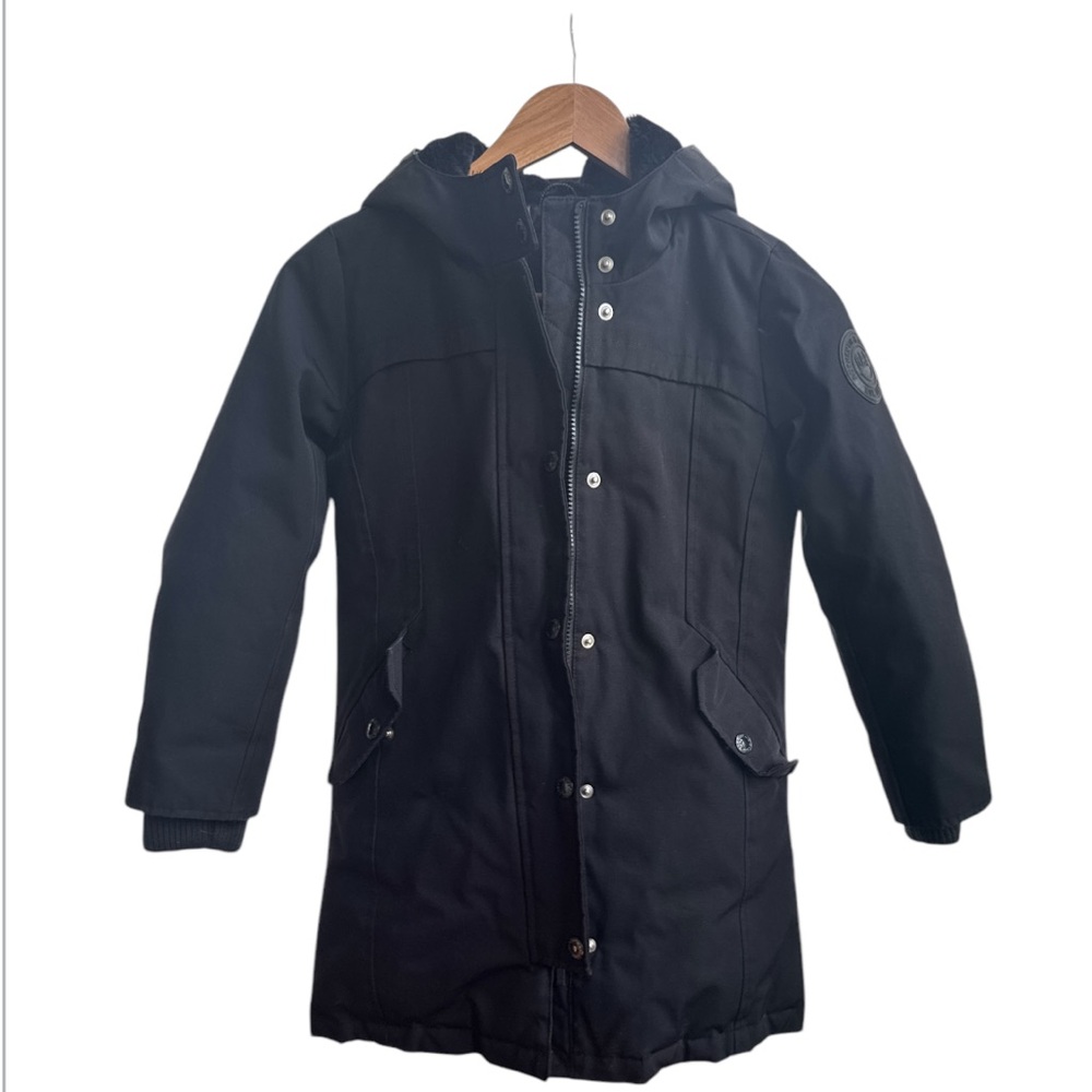 GAP Kids Black Hooded Puffer long Jacket down filled size M